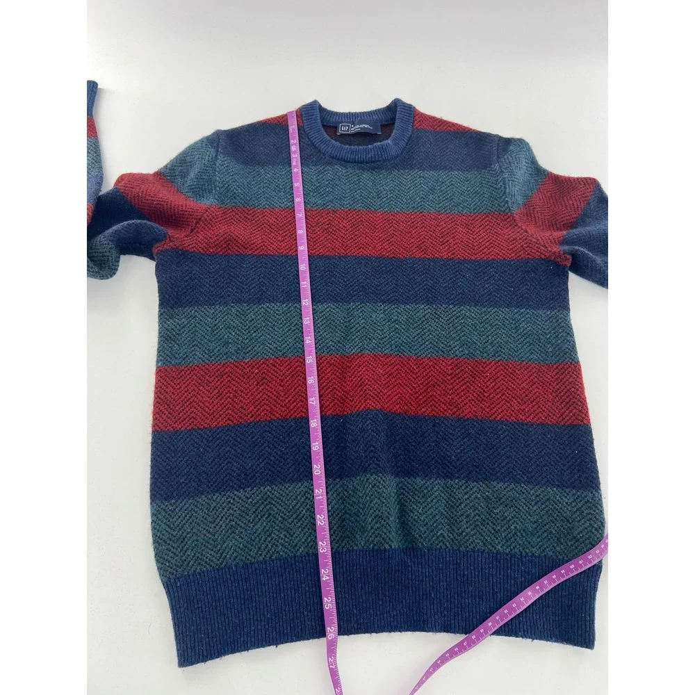 Gap Mens Vintage Lambswool Herringbone Striped Crewneck Sweater Vintage Retro M
